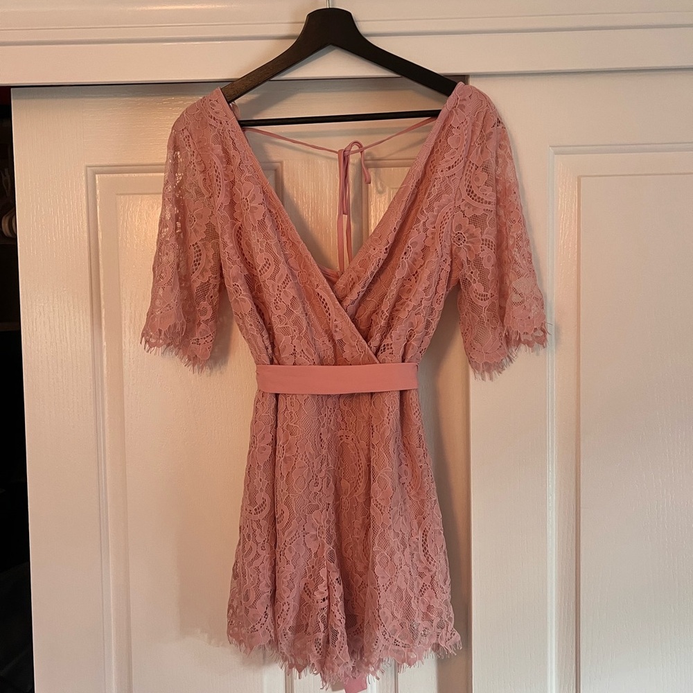 Trixxi Pink Lace Jumpsuit
